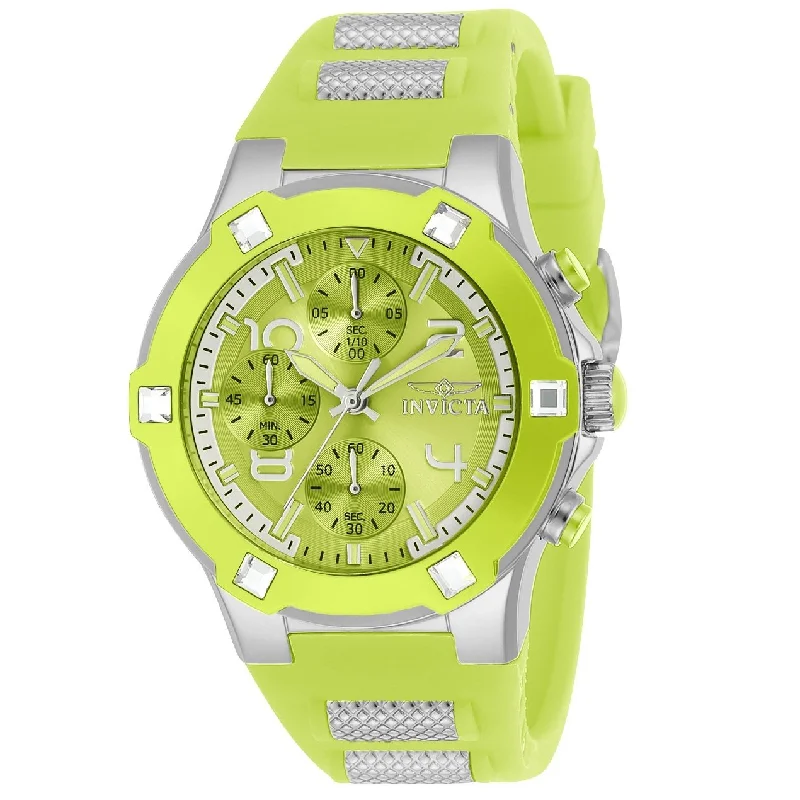 Sleek sport watches-Invicta Women's 24196 Blu Lime Polyurethane and Stainless Steel Watch