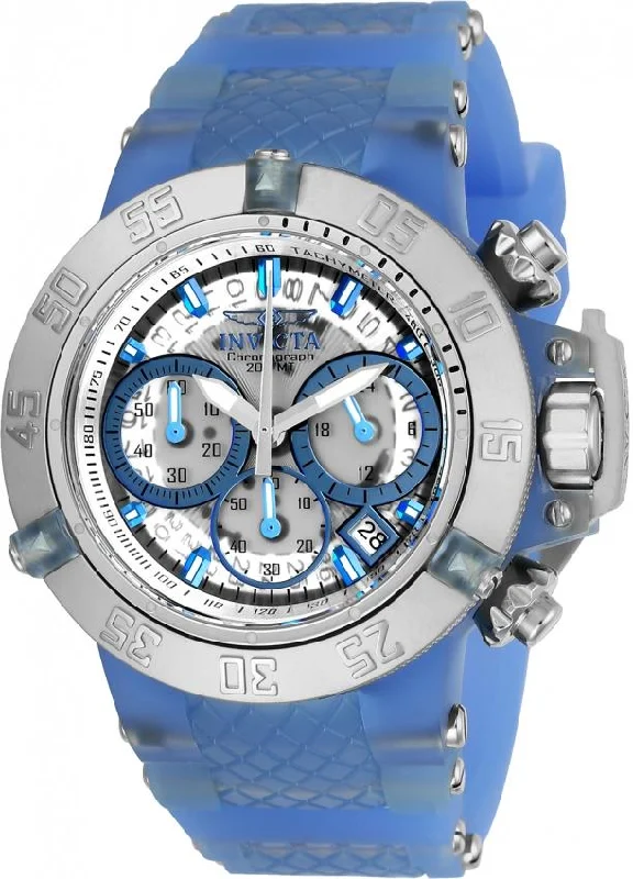 Rose gold strap watches-Invicta Women's 24376 Subaqua Noma III Blue and Silver Inserts Silicone Watch