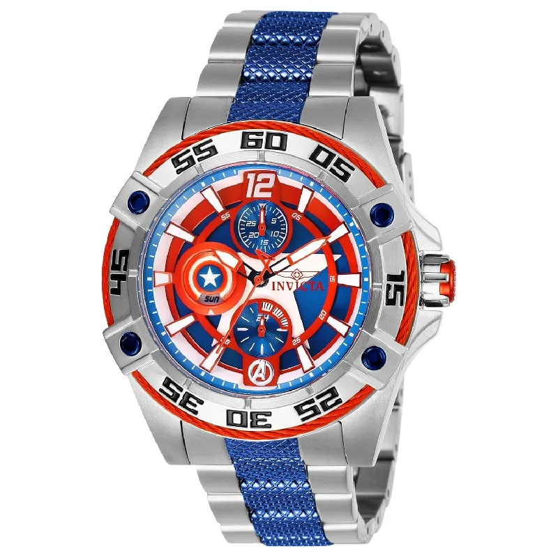 Elegant gold watches-Invicta Women's 27018 Marvel Captain America  Blue and Silver Stainless Steel Watch