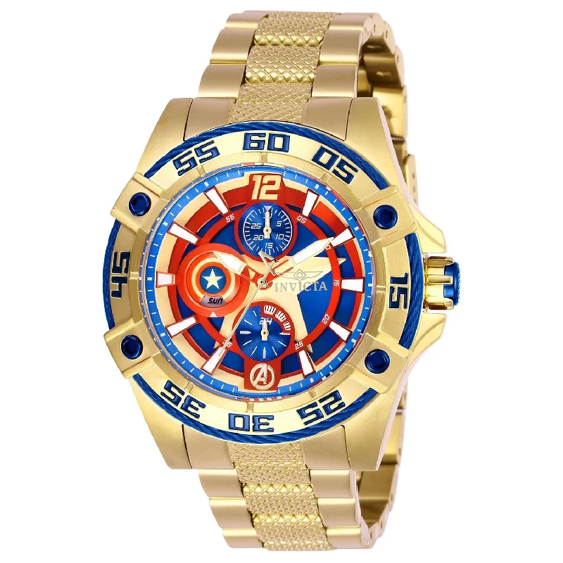 Minimalist silver watches-Invicta Women's 27019 Marvel Captain America  Gold-Tone Stainless Steel Watch