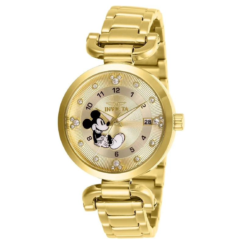 Dainty bracelet watches-Invicta Women's 27291 Mickey Mouse Gold-Tone Stainless Steel Watch