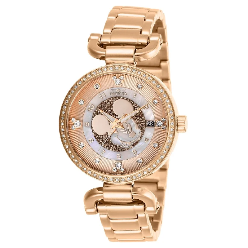 Slim metal watches-Invicta Women's 27295 Disney Mickey Mouse Rose-Tone Stainless Steel Watch