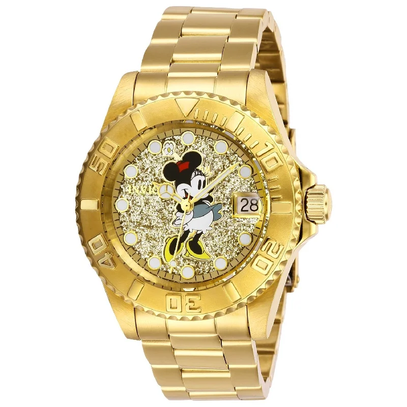 Digital sport watches-Invicta Women's 27386 Minnie Mouse Gold-Tone Stainless Steel Watch