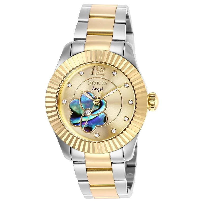 Solar-powered watches-Invicta Women's 27442 Angel Gold-Tone and Silver Stainless Steel Watch