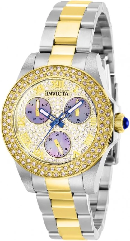 Textured band watches-Invicta Women's 28475 Angel Two-Tone Silver Watch