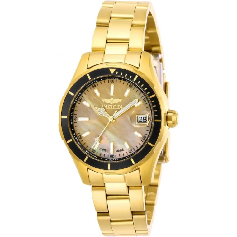 Crafted leather watches-Invicta Women's 28645 Pro Diver Gold-Tone Stainless Steel Watch