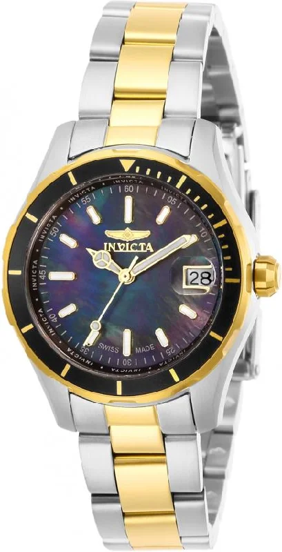 Floral bezel watches-Invicta Women's 28647 Pro Diver Two-Tone Silver Watch