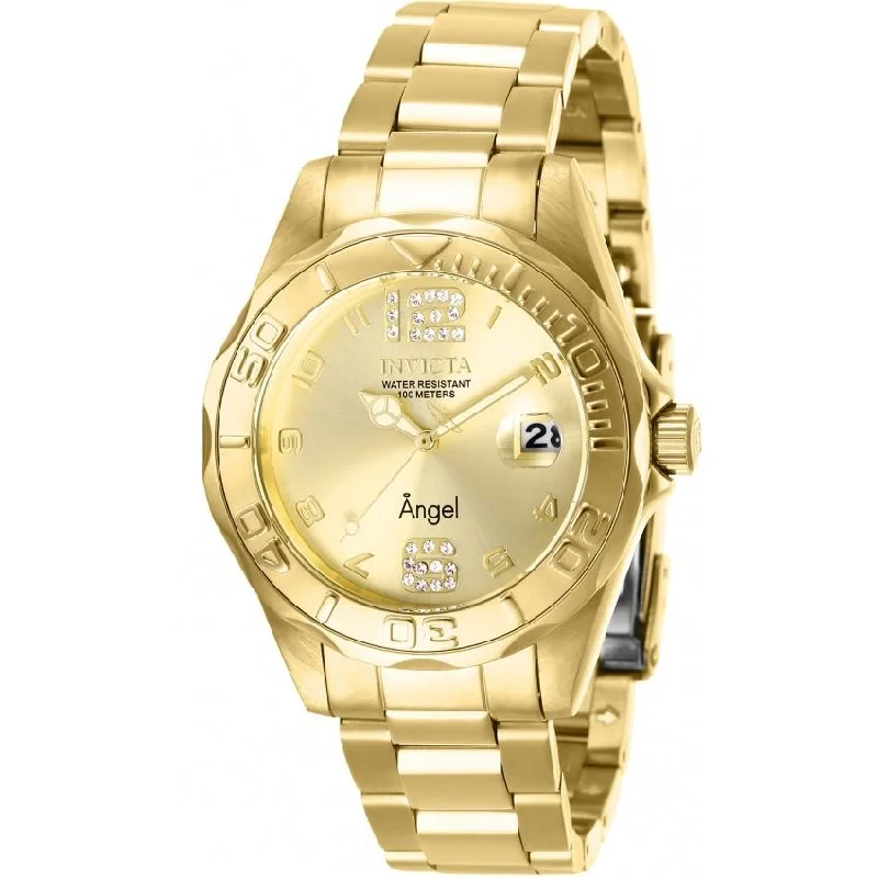 Rectangular strap watches-Invicta Women's 28680 Angel Invicta Connection Gold-Tone Stainless Steel Watch