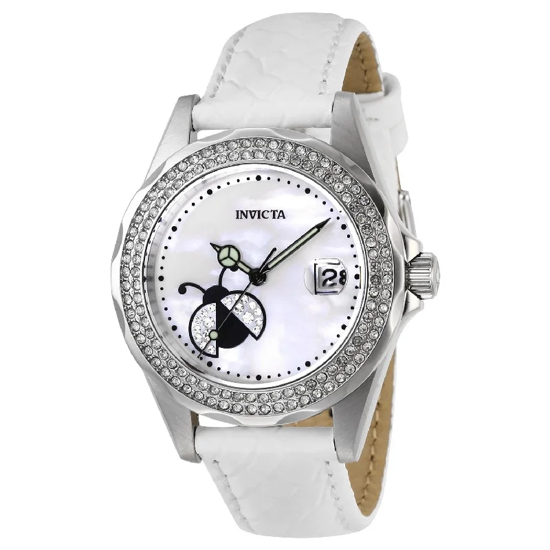 Artistic dial watches-Invicta Women's 29028 Angel White Leather Watch