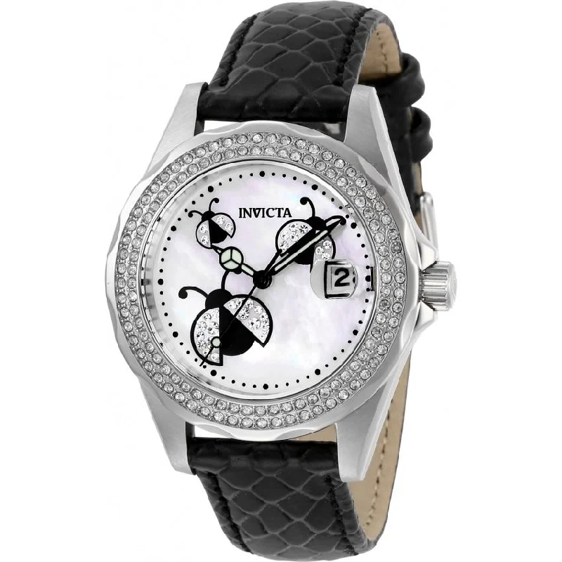 Soft silicone watches-Invicta Women's 29074 Angel Black Leather Watch