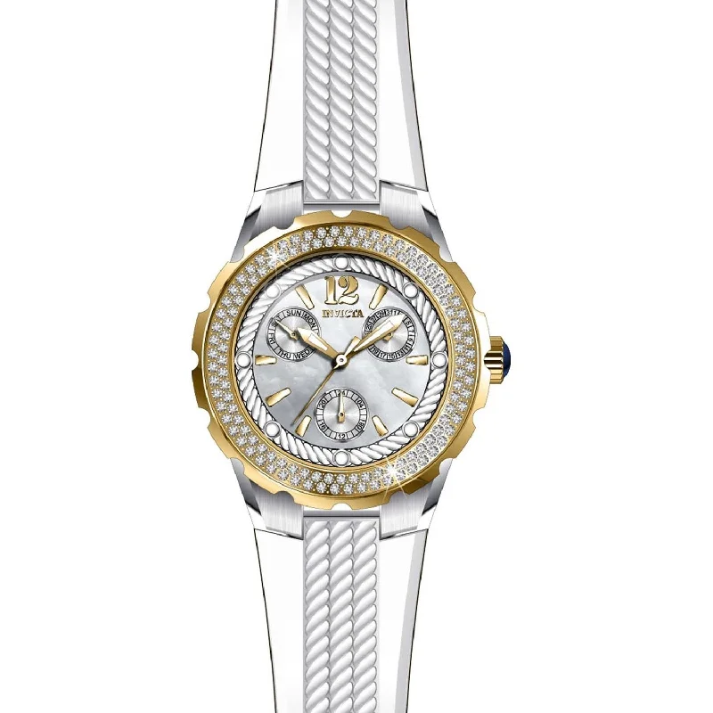 Crystal bezel watches-Invicta Women's 29089 Angel White Silicone Watch