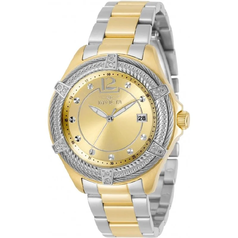 Boho leather watches-Invicta Women's 30884 Bolt Gold-Tone and Silver Stainless Steel Watch