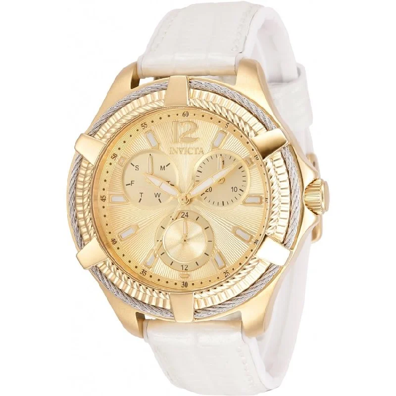 Gold mesh watches-Invicta Women's 30886 Bolt White Leather Watch