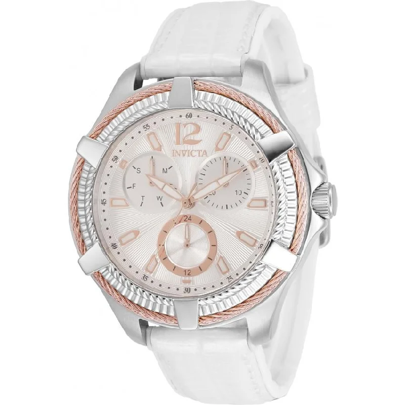 Rectangular face watches-Invicta Women's 30889 Bolt White Leather Watch