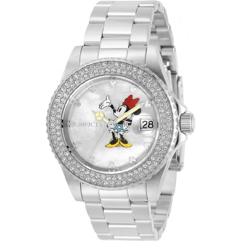 Floral bezel watches-Invicta Women's 32485 Disney Minnie Mouse Stainless Steel Watch