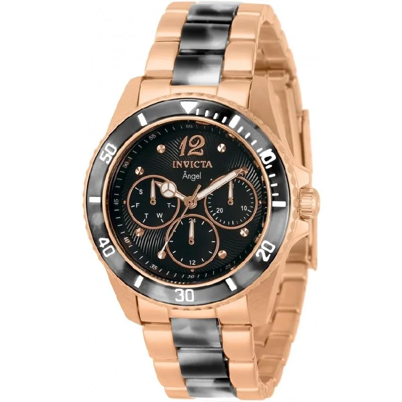 Two-tone strap watches-Invicta Women's 32535 Angel Rose-Tone and Black Stainless Steel Watch